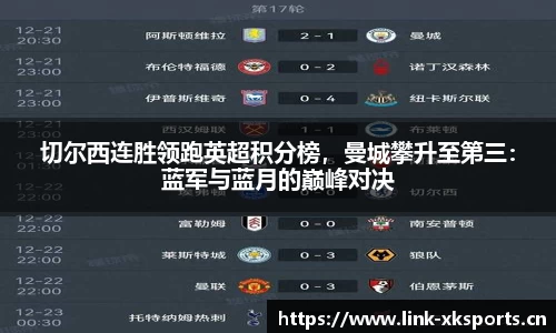 切尔西连胜领跑英超积分榜，曼城攀升至第三：蓝军与蓝月的巅峰对决